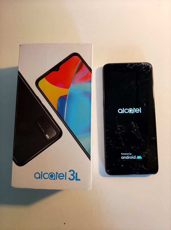 Alcatel 3L Spräckt skärm (Fungerar ändå)