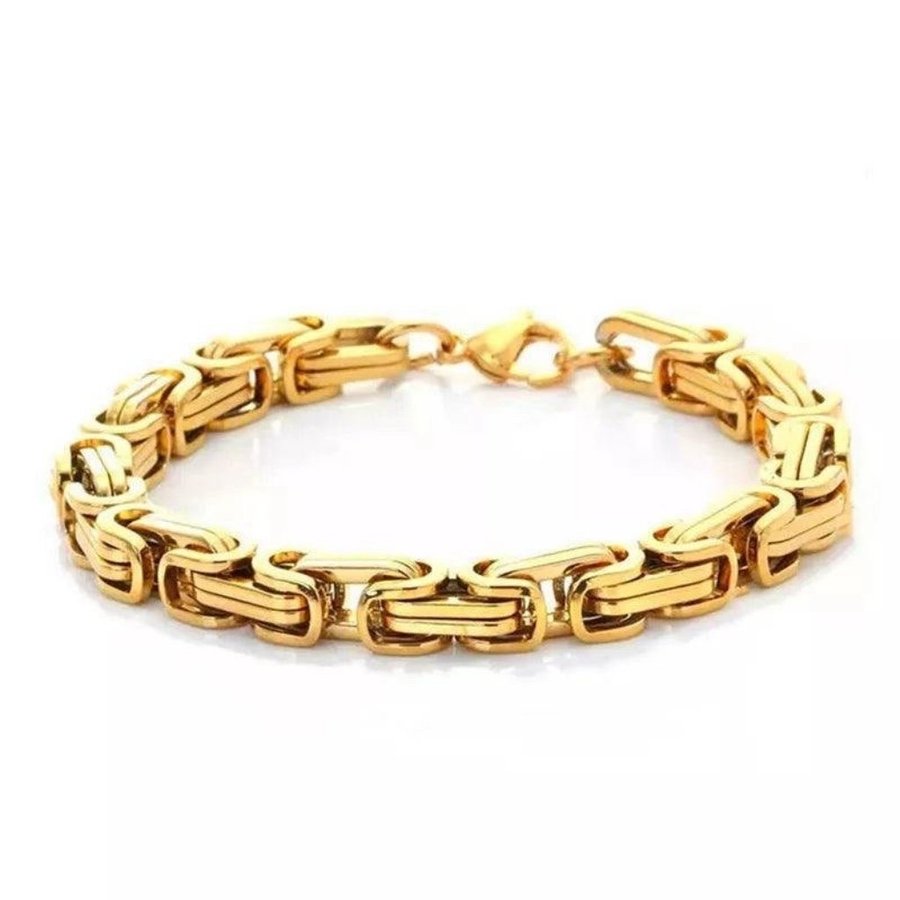 Lyxig 18K Guld Kejsarlänk Armband 22cm 8mm 18 K Guldpläterad | Kedjearmband