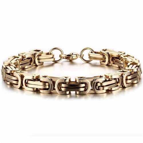 Lyxig 18K Guld Kejsarlänk Armband 22cm 8mm 18 K Guldpläterad | Kedjearmband