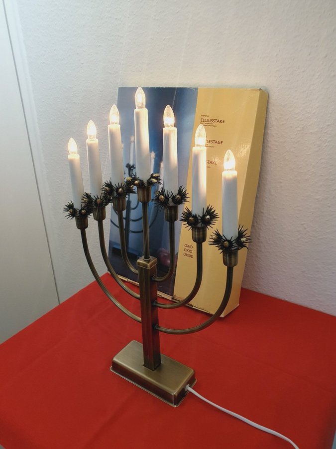 ELLJUSSTAKE Adventljustake Fönsterlampa ljusstake med 7 ljus i metall