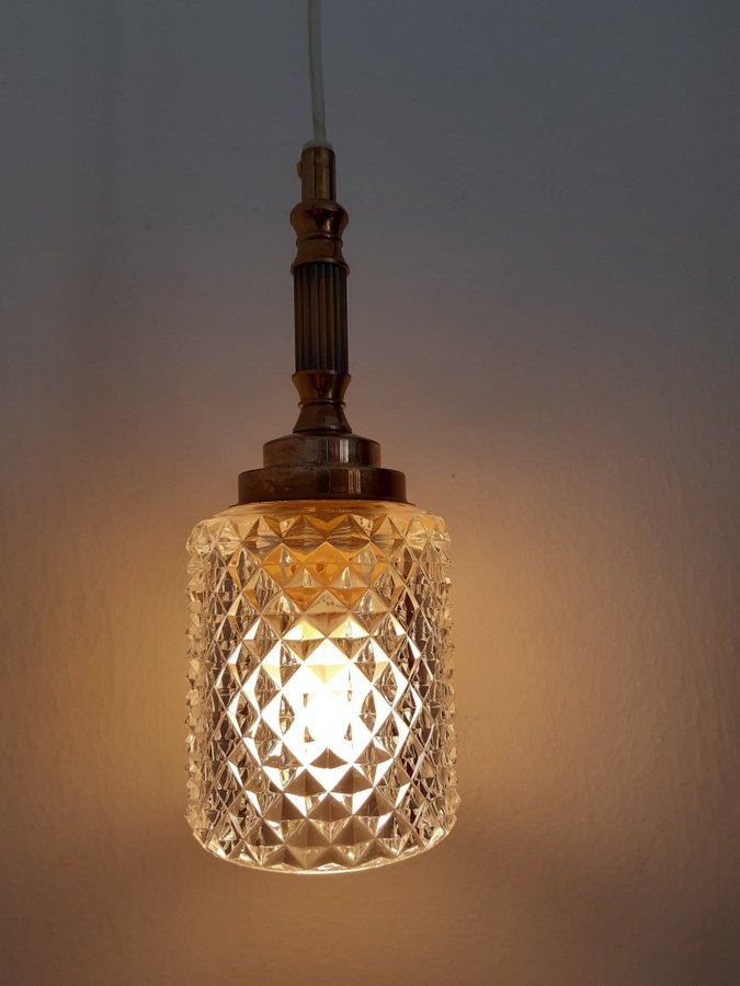 RETRO BOHEMIA 60-TAL TAKLAMPA MÄSSING GLASKUPA HÄNGLAMPA LAMPA HALL FÖNSTERLAMPA