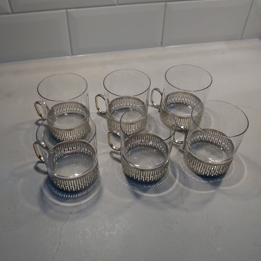 6 st. IRISH COFFEE GLAS/ KAFFEGLAS - KJELL BLOMBERG, Gullaskurf glasbruk