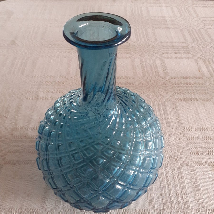 Blå 1800-tals karaff fin vintage karaff flaska blått glas