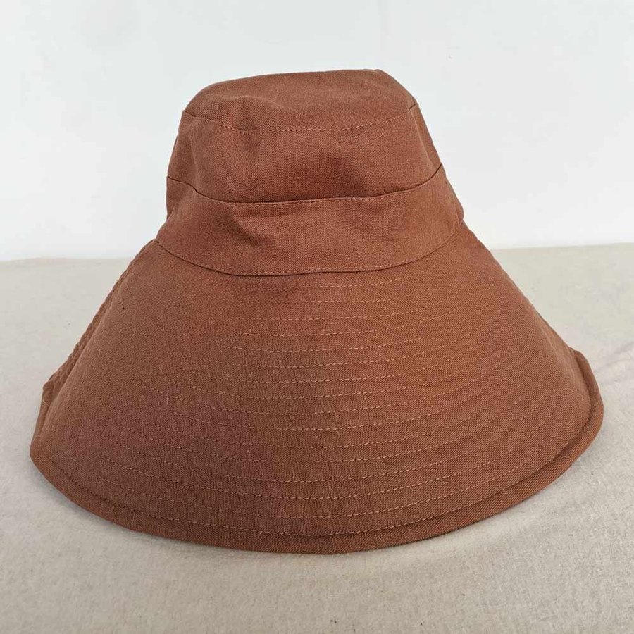 Wide Brim Cotton linen Bucket Hat, Coffee Sun Hat, Womens Summer Hat, Beach Hat