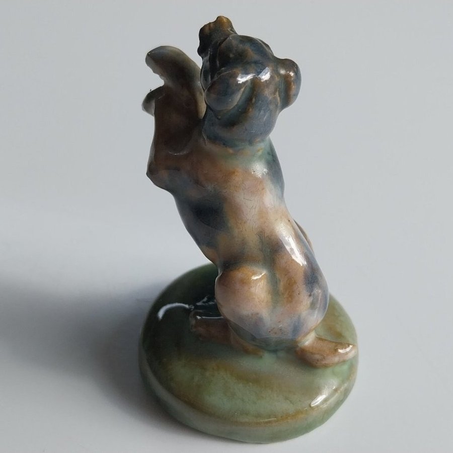 Miniatyr Gammal Hundfigur 6cm. Miniature Gammel Hundefigur. Keramisk Figurer.