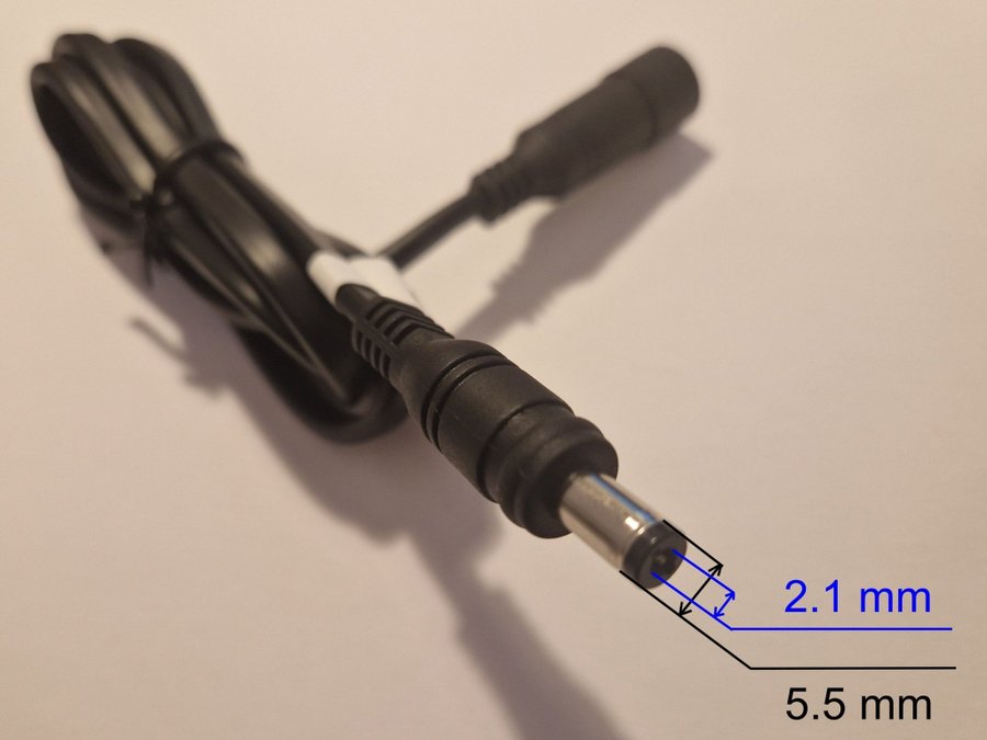 Förlängningskabel Förlängningssladd 1m 12V DC Nätadapter Strömadapter 5.5/2.1 mm