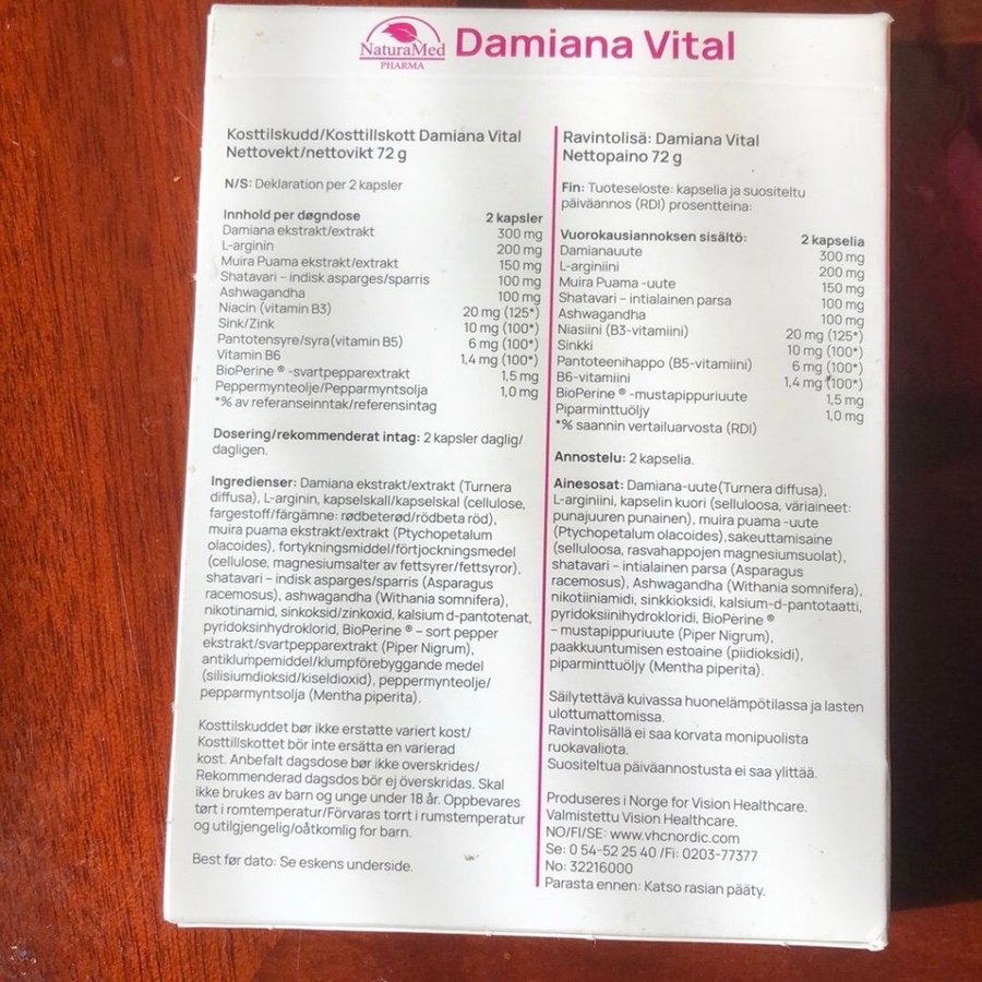 Damiana Vital 120 kapslar