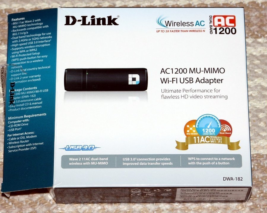 D-Link DWA-182 AC1200 MU-MIMO Wi-Fi USB Adapter