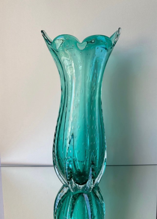 Vintage Murano vase / grøn glasvase