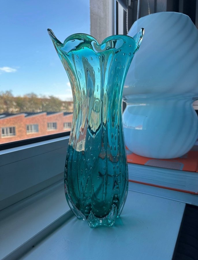 Vintage Murano vase / grøn glasvase