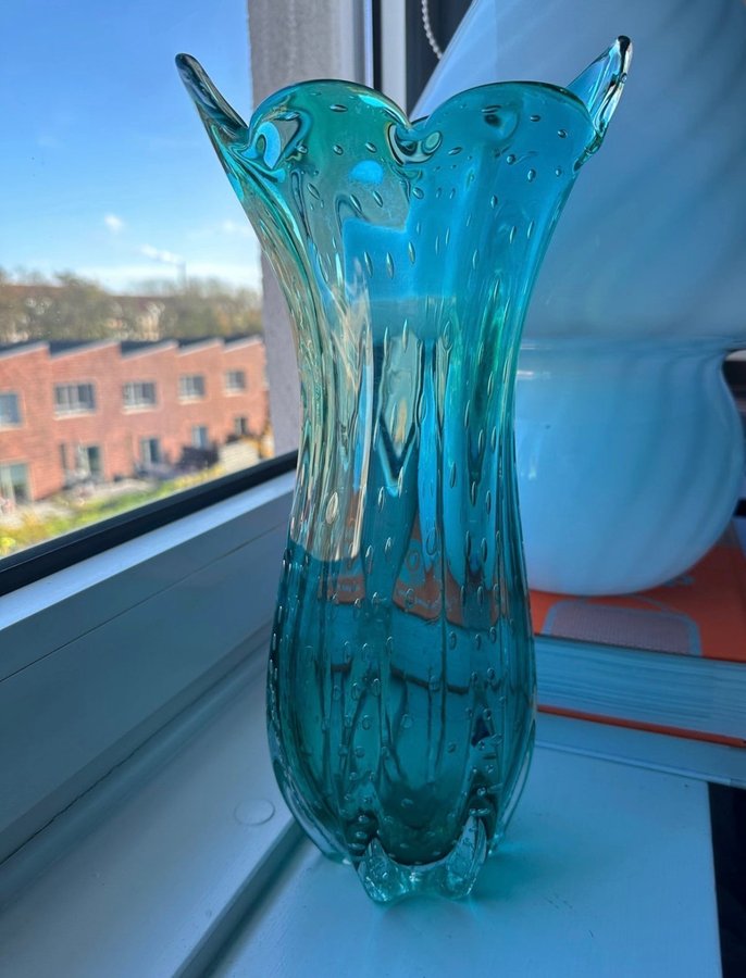 Vintage Murano vase / grøn glasvase