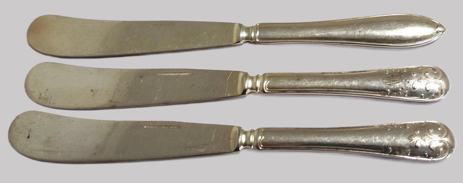 3 smörknivar nysilver, vintage smörkniv