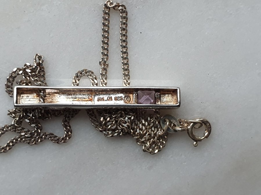 Halsband m Hänge Ametist Silver 925 märkt KH 01