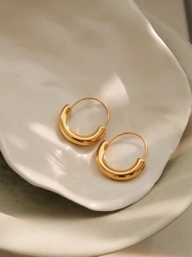 Chunky hoops i stål med 18k guld