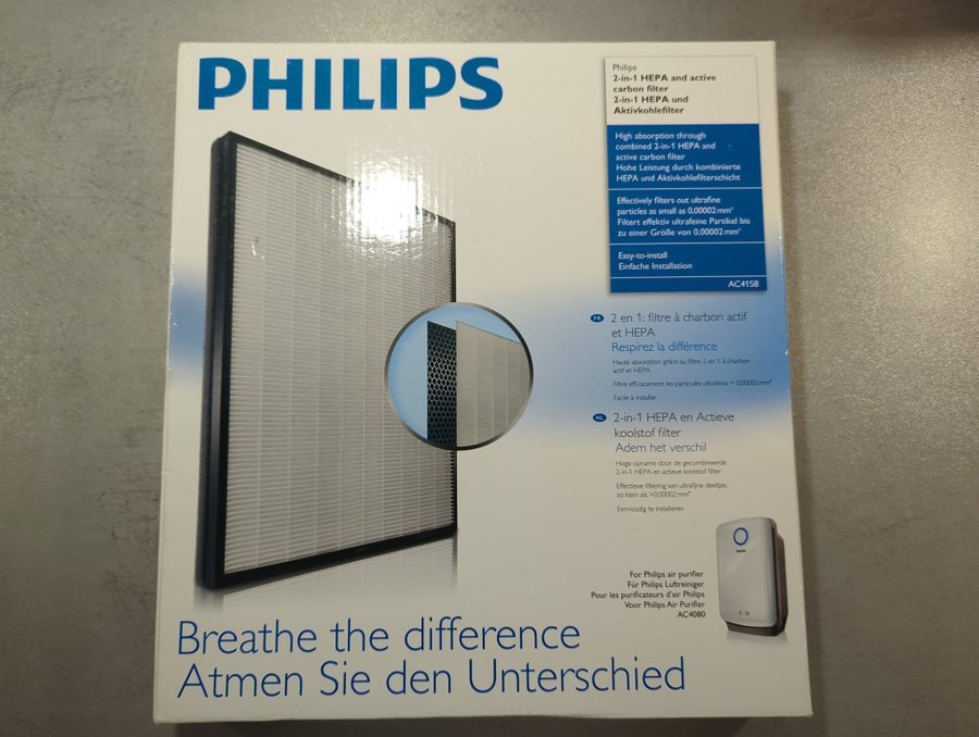 AC HEPA Filter till Philips AC4080, art nr: AC4158/00, nytt i original kartong!