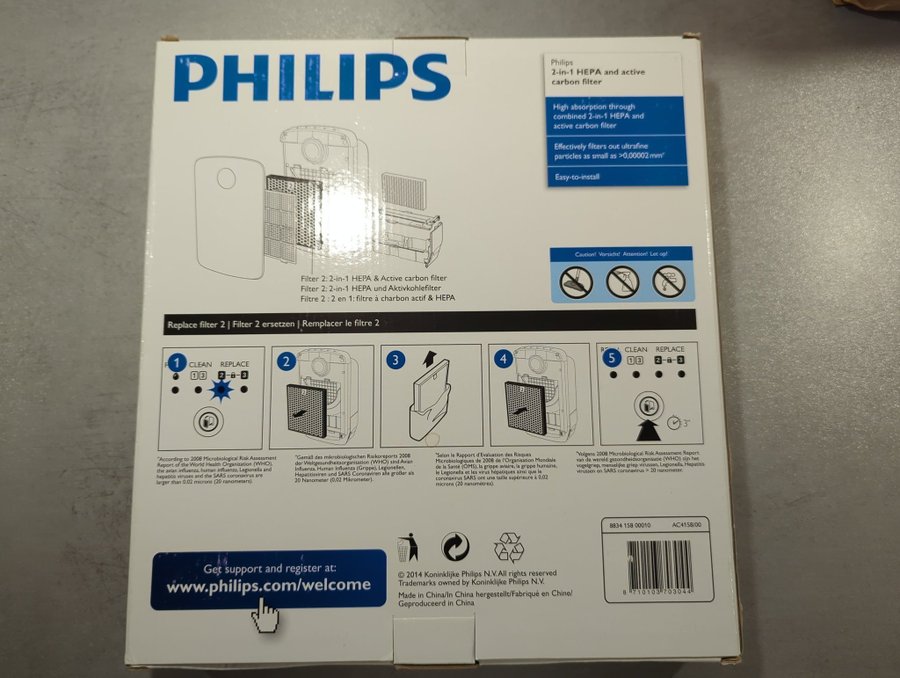 AC HEPA Filter till Philips AC4080, art nr: AC4158/00, nytt i original kartong!