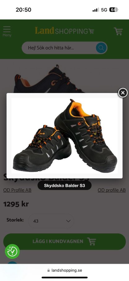 Skyddssko Balder S3 Svart Storlek 40