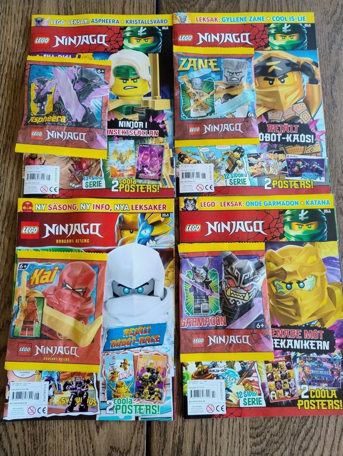 LEGO Ninjago Tidningar 4 stycken med polybags nya