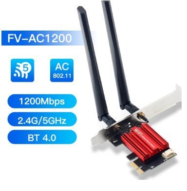 WiFi 5 PCI-E trådlös adapter AC1200 Band 2,4G/5GHz