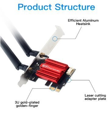 WiFi 5 PCI-E trådlös adapter AC1200 Band 2,4G/5GHz