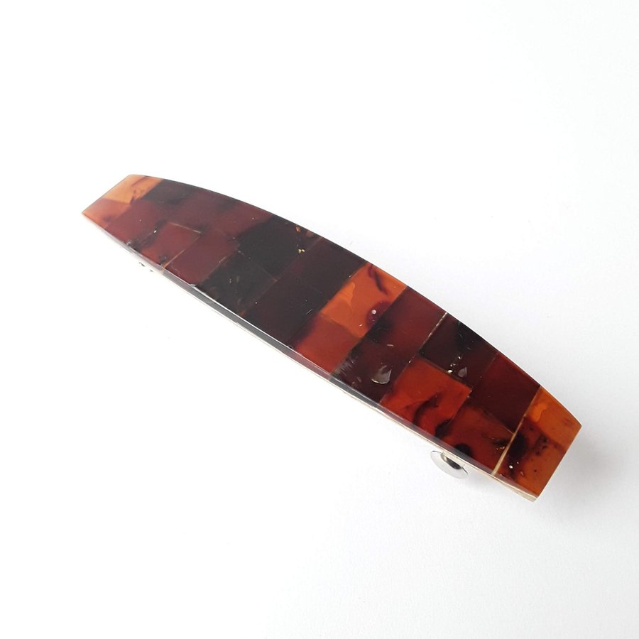 Hair Clip Baltic amber mosaic Long hair barrette Brown gemstone hair clip women