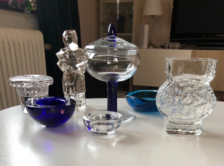 Större parti konstglas glasverk Pukeberg Iitalla Reijmyre Oberglas