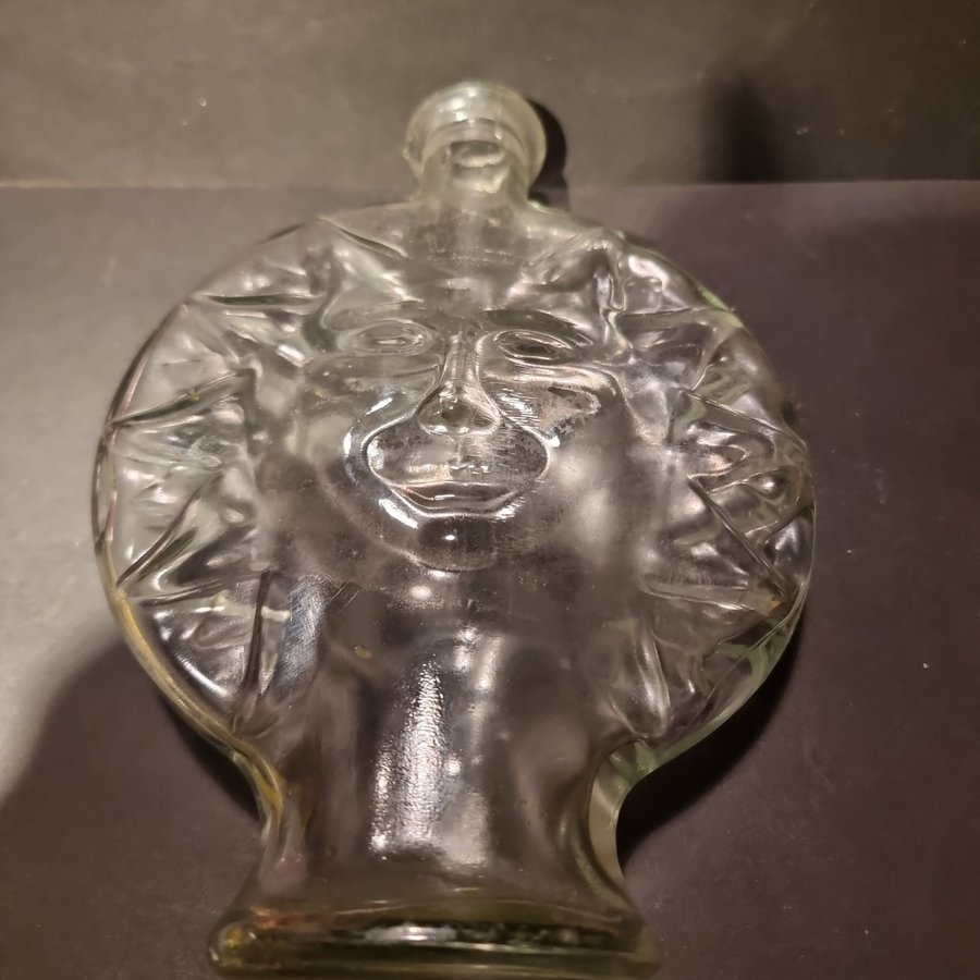 Vintage Clear Sun Face Glass Bottle Bud