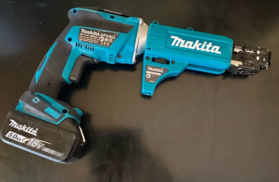 MAKITA BL/MOTOR DFS452 GIPSSKRUVDRAGARE 18v INK 5ah Batteri Nyskick !