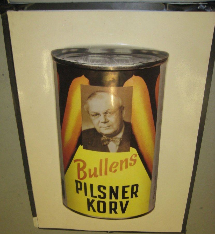 Raritet bullens pilsner korv vintage reklam tredimensionel