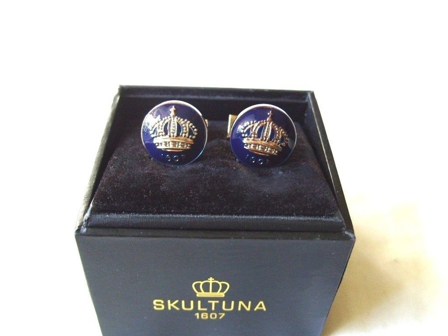 Skultuna manschettknappar - CROWN - Royal blue Silver plated i originalbox