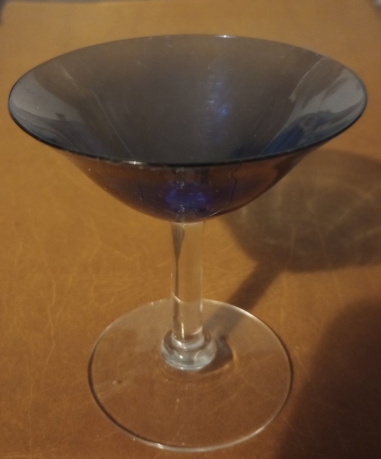 4 blå martiniglas/cocktailglas/likörglas