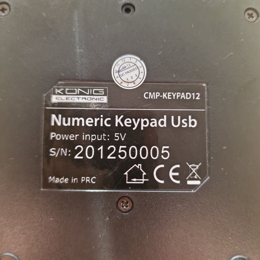 KÖNIG CMP-KEYPAD12 Numeriskt tangentbord USB