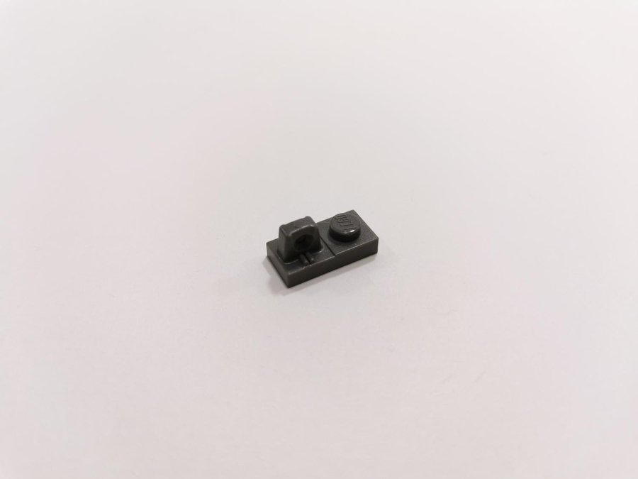 Lego - plate - modified - locking on top - 1x2 - part 30383 - mörkgrå (bluish)