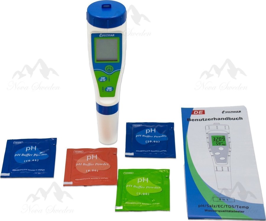 5-i-1 multifunktionell pH salttestare / pH TDS EC