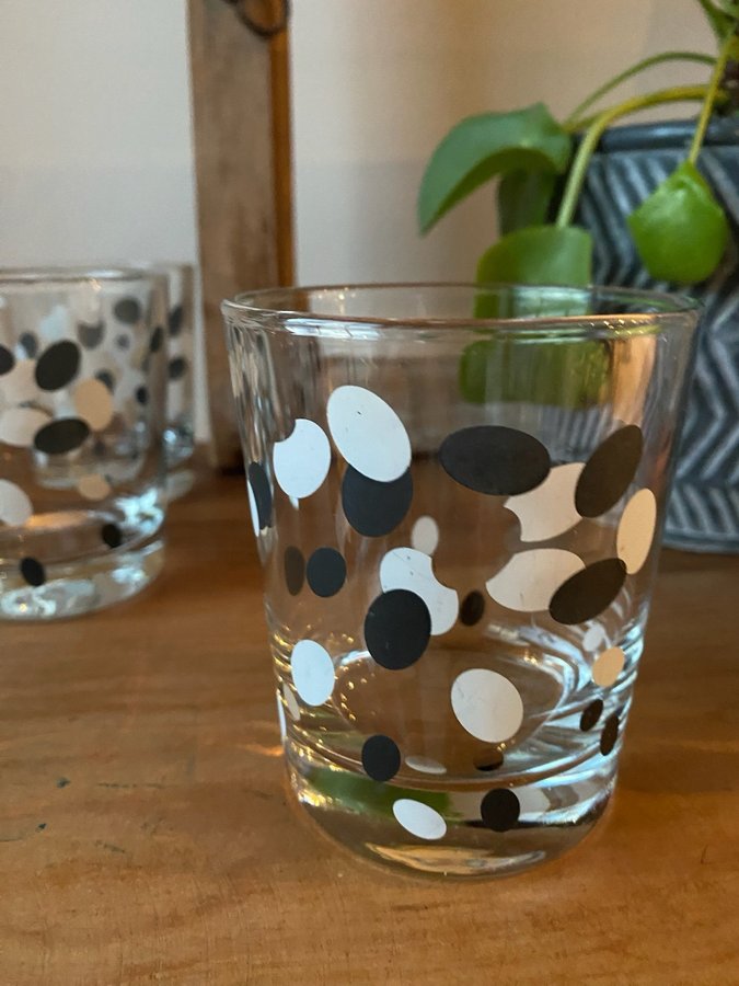 6 x IKEA retro vintage glas med prickar vit svart Godis mix