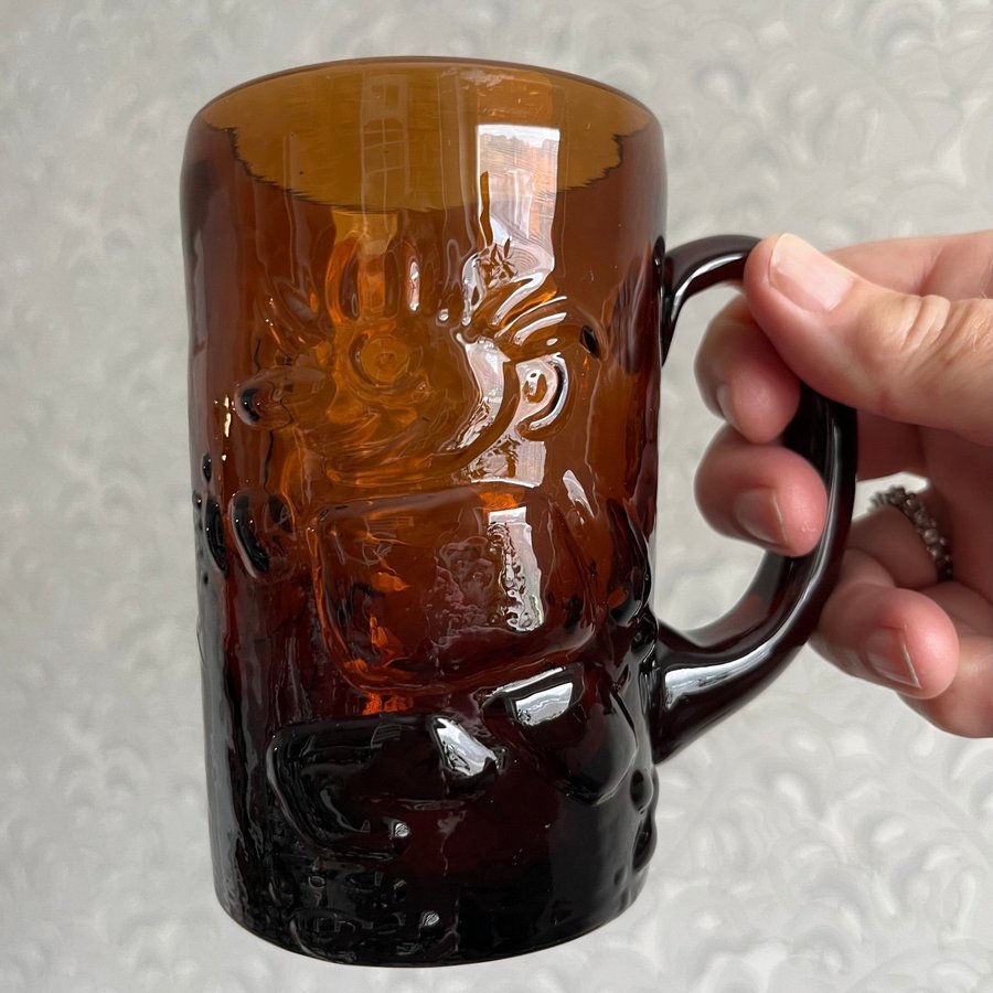 ÖLSEJDEL SKRUF BENGT EDENFALK JAGANDE TROLL ÖLGLAS BRUNT GLAS MUGG RETRO