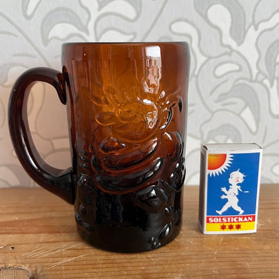 ÖLSEJDEL SKRUF BENGT EDENFALK JAGANDE TROLL ÖLGLAS BRUNT GLAS MUGG RETRO