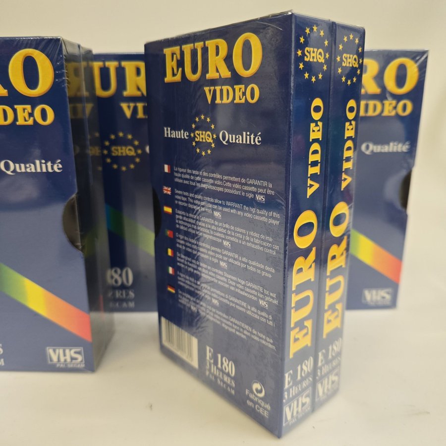 10st Nya VHS-kassetter Euro Video E180 3 timmar