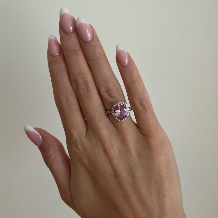 NYTT! Rosa ring kubisk zirkon med strass