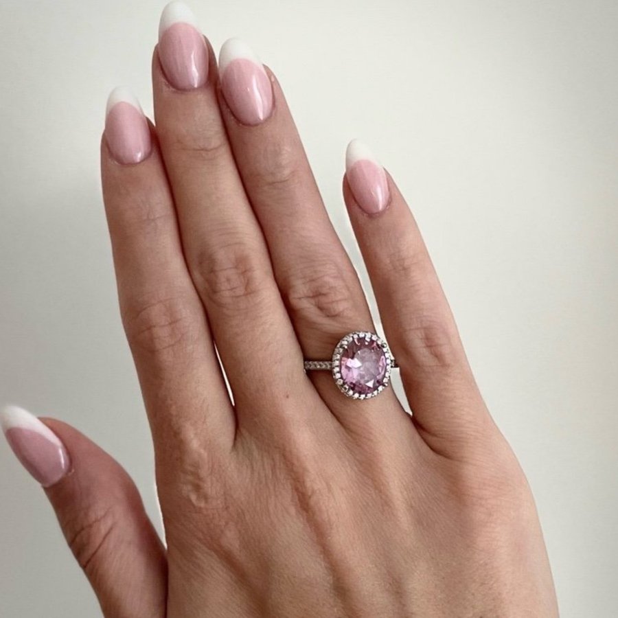 NYTT! Rosa ring kubisk zirkon med strass