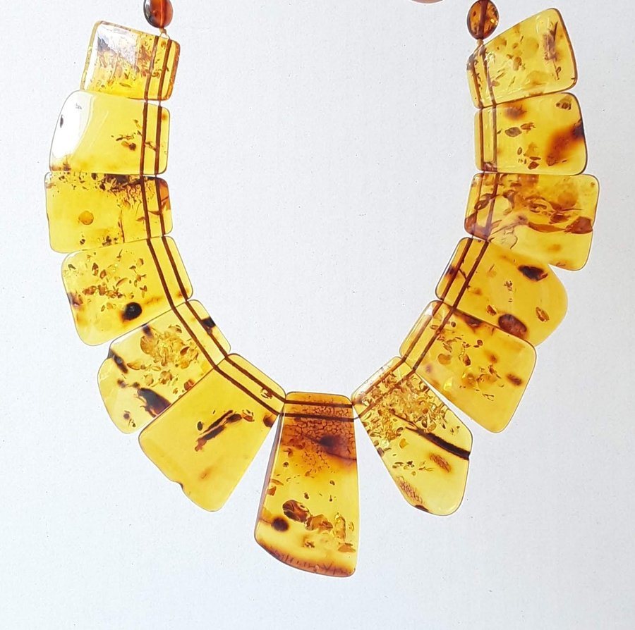 Brown cognac Baltic amber gemstone large Cleopatra style collar necklace jewelry