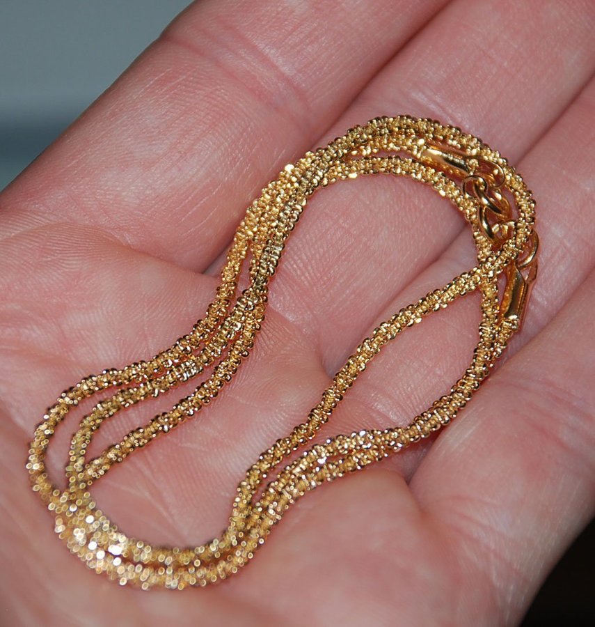 14 K guldfyllt gnistrande halsband kedja 41 cm (stämplat)