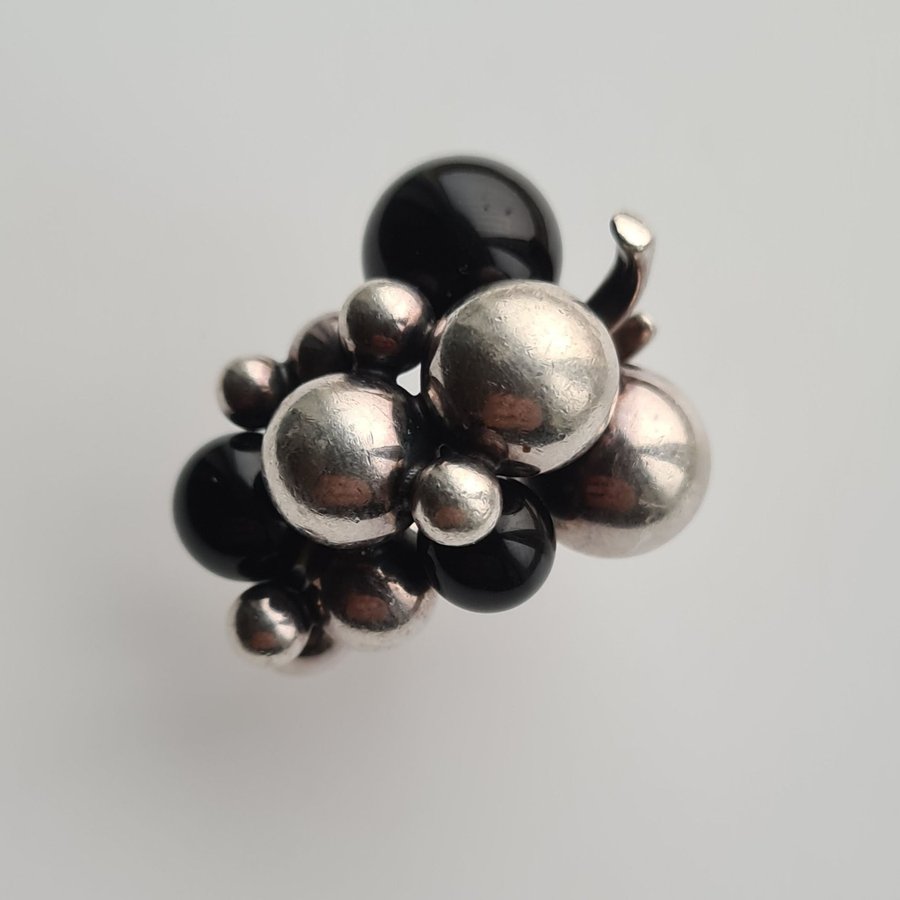 GEORG JENSEN, RING, "Moonlight grapes", silver, svart agat.