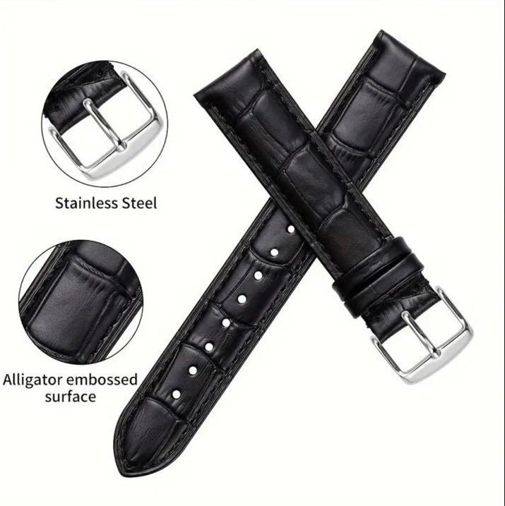 Schwarzes Lederarmband für Herrenuhren 18mm und 20mm