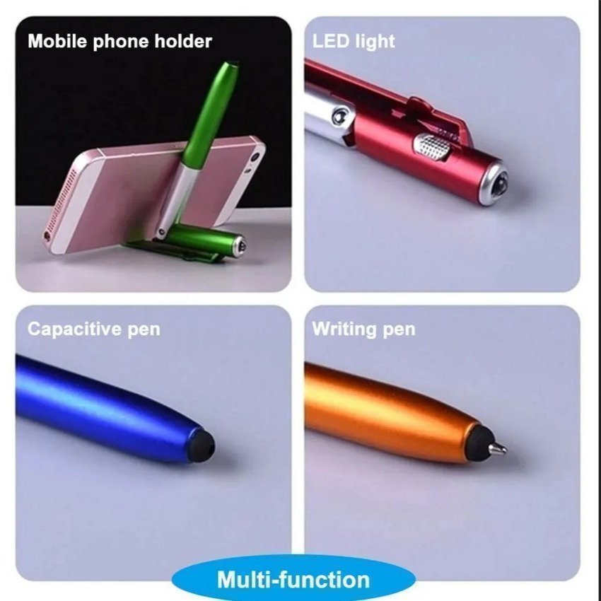 4-i-1: stylus penna / mobilhållare / ficklampa / penna