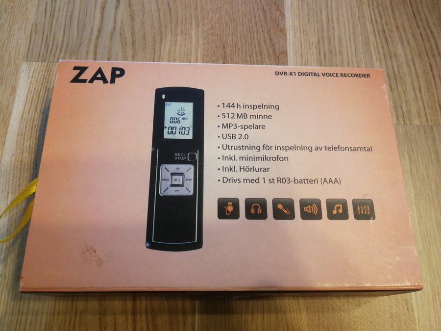 Zap DVR-X1 Digital Voice Recorder digital röstinspelare