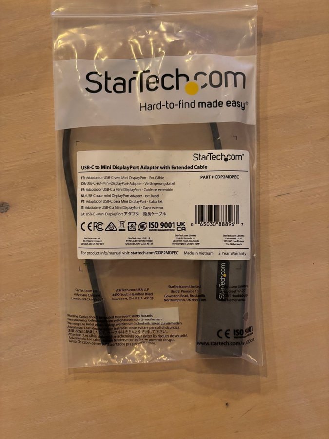 StarTech.com USB-C till Mini DisplayPort Adapter med förlängd kabel