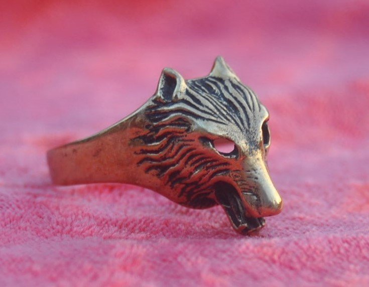 Varg Vargflock Wolf Brons. Ring Storlek 18.5