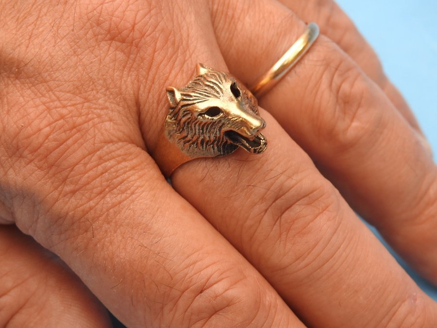 Varg Vargflock Wolf Brons. Ring Storlek 18.5