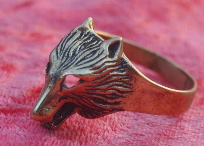 Varg Vargflock Wolf Brons. Ring Storlek 18.5